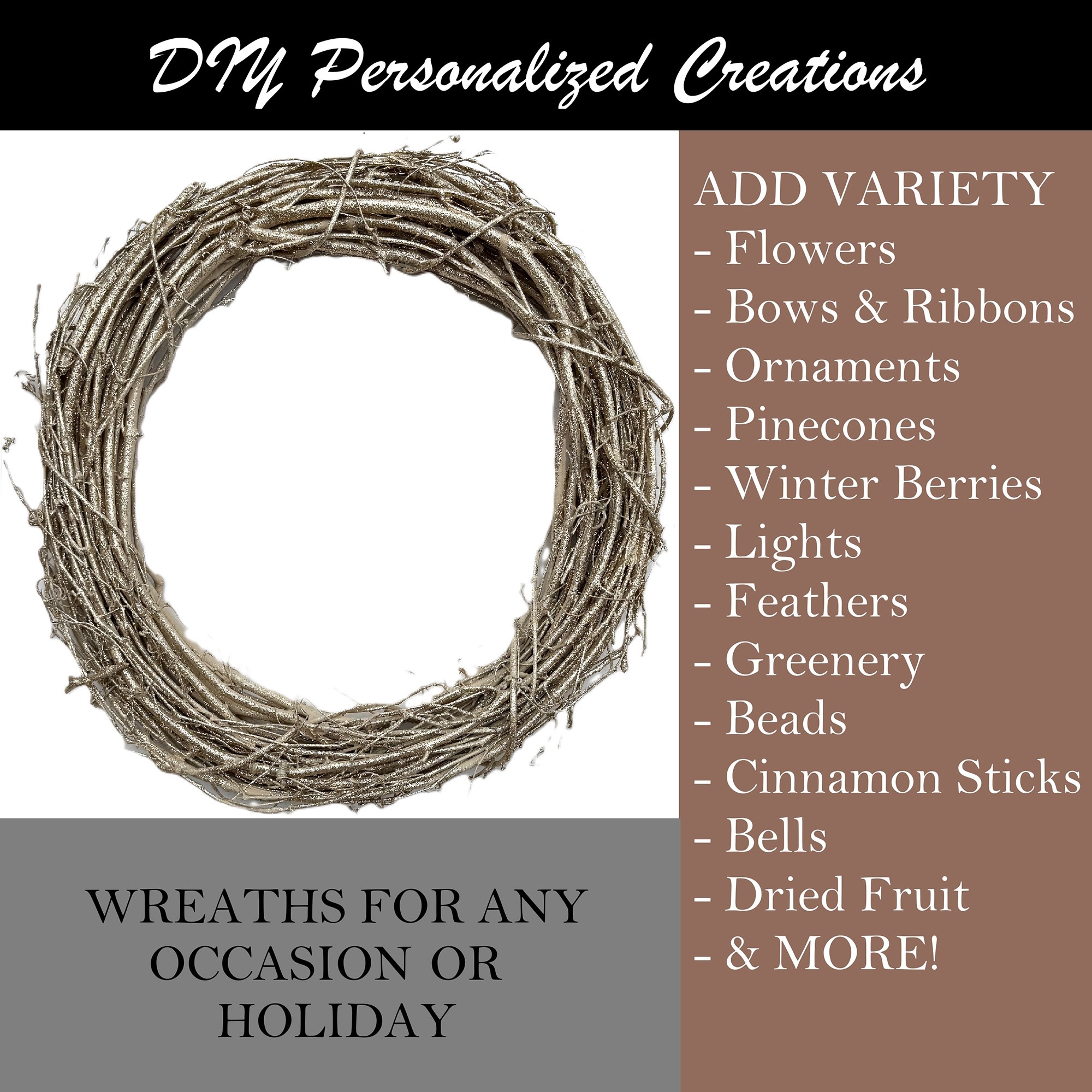 Kraft Lane: 18" Painted Grapevine Wreath - Glitter Gold - DIY Craft Projects, Handcrafted, In-Outdoor Decoration, Behr Paint, Seasonal-Holiday-Home