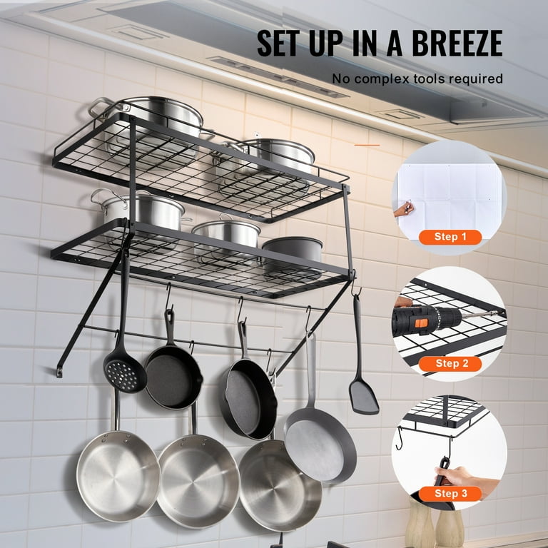  REEQMONT 2 Pack - Heavy Duty Pot Rack Organizer, 5