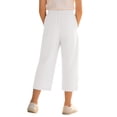 thumbnail image 5 of Favoffer Big Girls Pants Linen Cotton Smocked High Waist Loose Fit Wide Leg Capri Bottoms With Pockets Casual Long Trousers for Daily Wear 4-14Y, 5 of 8
