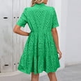 thumbnail image 4 of Cocktail Dress, Eyelet Boho Casual V Neck A Line Short Sleeve Sundress For Vacation Party Shift Dress Spring Women Mexican Dress Work Mommy And Me Dresses Semi Midi Dresses (S, Green) ZMTing, 4 of 5