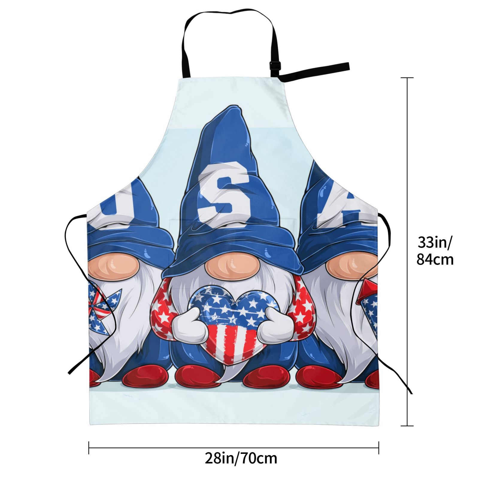 Kdxio Cute Gnomes in USA Apron with Pockets Adjustable Kitchen Aprons for Men Women Waterproof Aprons for Cooking,Drawing,Crafting, Baking Household Cleaning