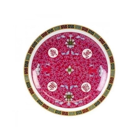 Yanco International LG-1010 10 in. Melamine Round Plate with Chinese Style, Red & White