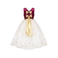 thumbnail image 4 of Girls Dress Red Vintage V-neck Hollow Back Gold Star Bow Tie Tulle 6 Years, 4 of 9