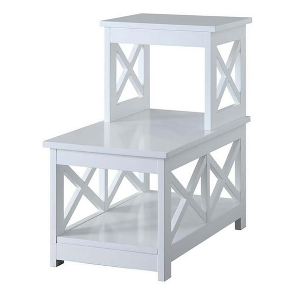 Pemberly Row Contemporary Wood Two-Step Accent End Table in White