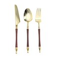 thumbnail image 6 of Efavormart 24 Pack | Gold / Brown Glittered European Plastic Utensil Set With Roman Column Handle, Disposable Fork, Spoon And Knife Silverware, 6 of 11