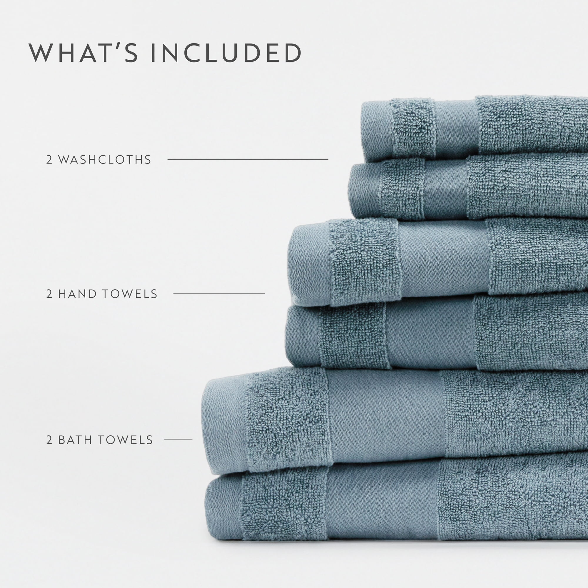 6-Pack Bathroom Essentials Bath Towel Set in Light Blue - Soft and Absorbent for Quick Drying by Comfort Canopy