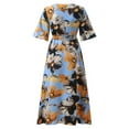 thumbnail image 6 of Brnmxoke Plus Size Wedding Guest Maxi Dress for Curvy Women Summer Casual Floral Empire Waist V Neck Short Sleeve Long Cocktail Dress 2025 Blue,XXXL, 6 of 8