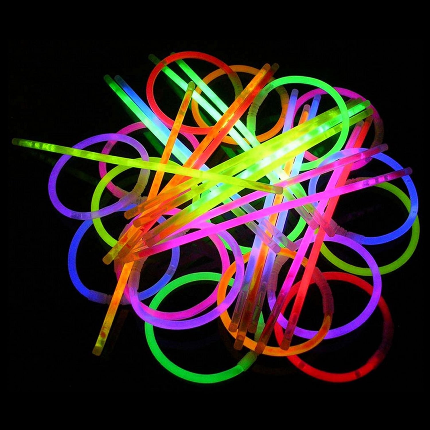 10/20/100 8" Glow Sticks Bracelets Neon Color Party Favors Pack with Connectors 