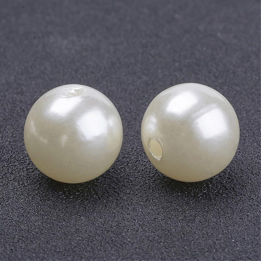 Imitated Pearl Acrylic Beads Round Creamy White 12mm Hole: 2mm 570pcs/500g