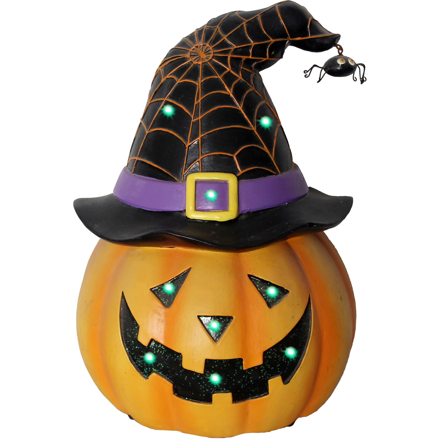 Pumpkin W/ Witch Hat Trinket Box Smiling Jack-O-Lantern Halloween Home Decor 