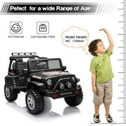 Dazone 12V Kids Ride on Jeep Car, Electric 2 Seats Off-road Jeep Ride on Truck Vehicle with Remote Control, LED Lights, MP3 Music, Black