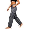 thumbnail image 3 of Levmjia Women's Cargo Pants High Waisted Straight Leg Utility Pants with Multi Pockets Adjustable Drawstring Ankle Cuffs Workwear Trousers for Outdoor, 3 of 4