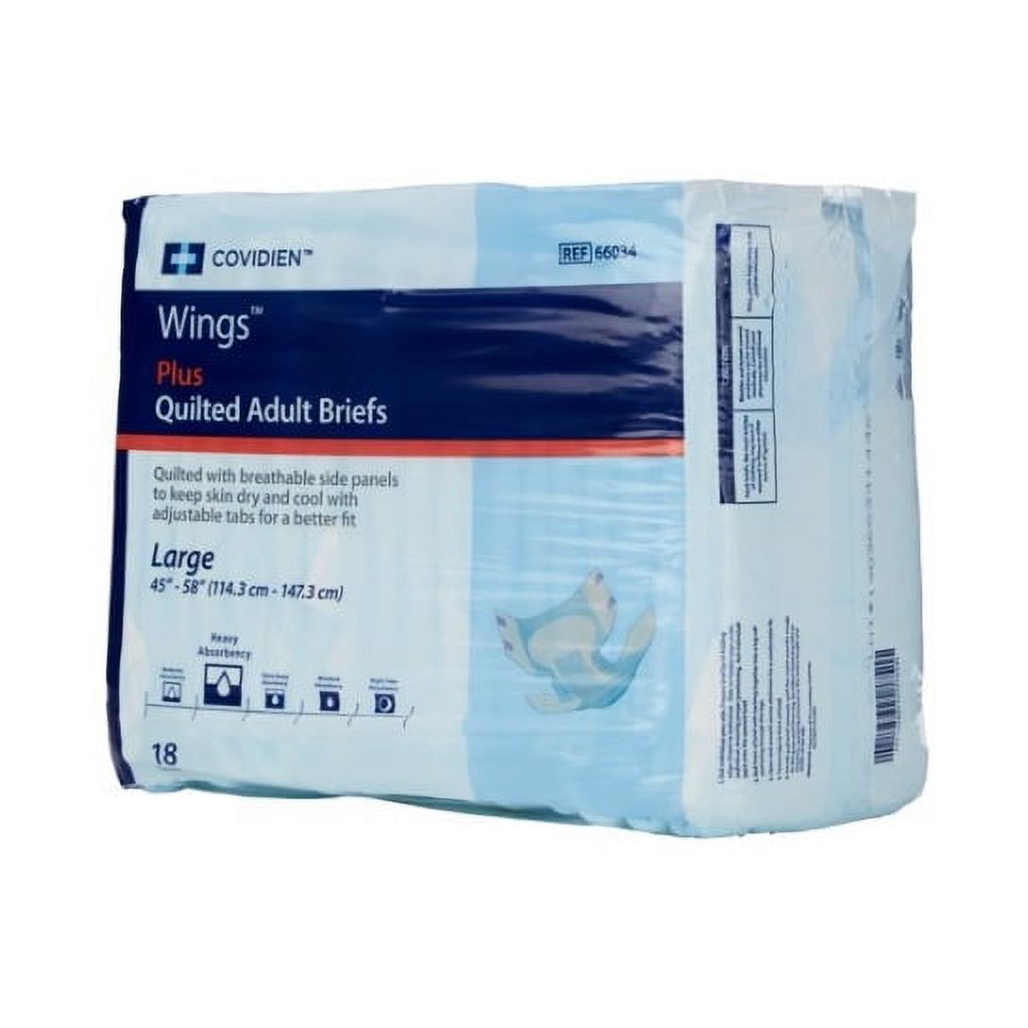 Wings Tab Closure Adult Brief Large Heavy Absorbency, 18 Count
