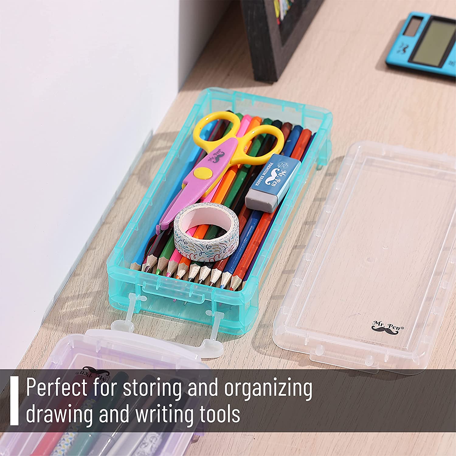 Mr. Pen Plastic Pencil Box, 2-Pack, Pink & Blue photo 6