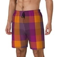 thumbnail image 2 of Haiem Purple Yellow Buffalo Plaid Mens Swim Trunks with Compression Liner 2 in 1 Swimming Shorts Stretch Swimwear Quick Dry,Board Shorts-Medium, 2 of 9