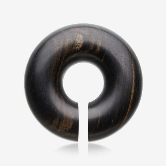 A Pair of Tiger Ebony Wood Hoop Hanger Plug