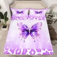 thumbnail image 2 of Manfei Purple Leopard Hide Bed Sheets,Cute Butterflies King Sheets,Wildlife Animal Pattern Sheet Set For Teens,Microfiber Bedroom Decor,4 Pieces, 2 of 7