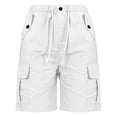 thumbnail image 3 of Cargo Shorts Girls Baggy Knee Length Summer Casual Wide Leg Y2k Streetwear Drawstring Hiking Work Shorts with Pockets Schools Uniform Outfits, 3 of 3