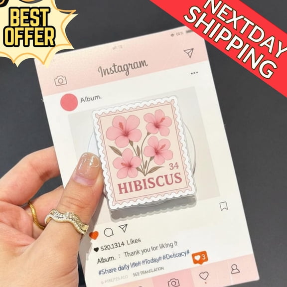 Hibiscus Flower Magnetic Phone Grip – Cute Floral Design Phone Stand, Kawaii Hibiscus Magsafe Phone Holder, Ideal Gift for Flower Lovers