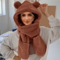 thumbnail image 4 of FADAACAI Bear Scarf,Winter Cute Bear Ear Warm Hat Women Plush Earflap Hat Windproof Cap Hat with Ears and Hood Hat Scarf 2 In 1 Hooded Scarf for Women,Scarf Hat,Beanie Hat Scarf Clearance！, 4 of 6