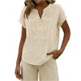 thumbnail image 2 of Aoiroe Linen Shirts for Women,Slim Fit Shirts for Women Slimming Tops for Women Women's Tops Holiday Tops for Women 2026 Short Sleeve Tops Dressy Tops for Women Beige S, 2 of 8