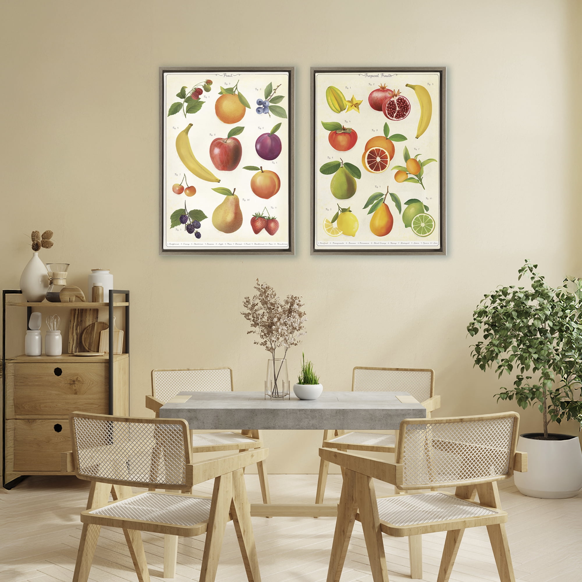 Stupell Industries Kitchen Studies Fruit 2 Piece Brown Framed Floater Canvas Set, design by Diane Neukirch