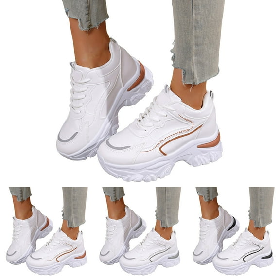 Dakaela Women's Chunky Platform Sneakers Casual Running Tennis Slip on Shoes Arch Support Workout Sport Work Walking Shoes Black 6