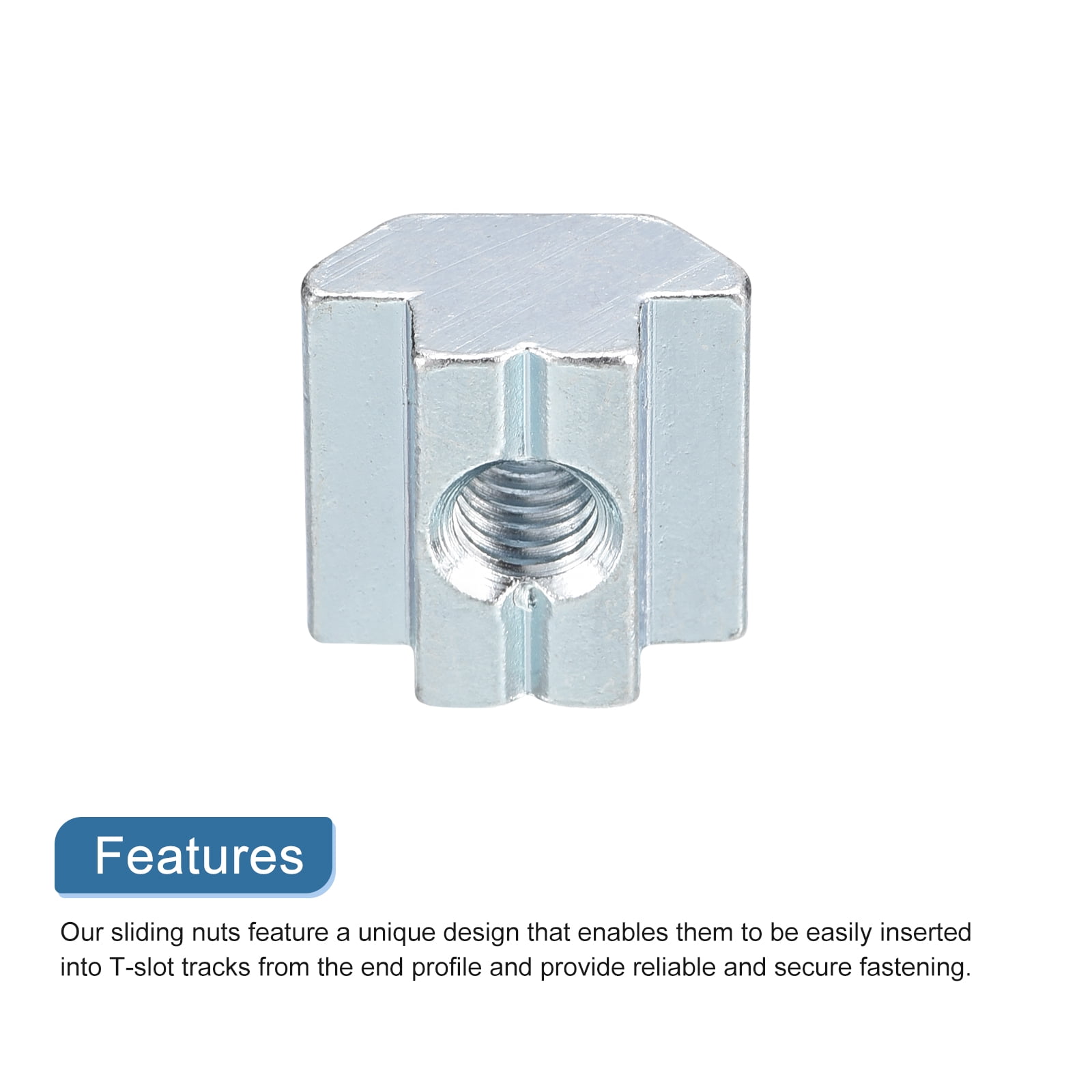 T Nuts, 24pcs - Galvanized Carbon Steel T Slot Bolts, 4545 Series M8 Hammer Head Fastener, Sliding T Nuts for Aluminum Extrusion Profile (Silver)