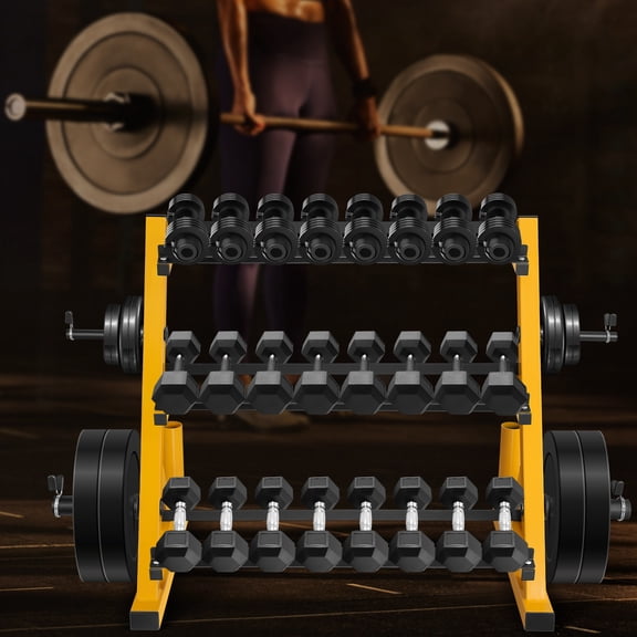 RIGMEC Heavy Duty 3 Tier Dumbbell Rack Multifunctional, Weight Rack for Dumbbells, Home Gym Equipment, Suitable for Storage of Dumbbell, Kettle Bell, Barbell Plate, Barbell Bar
