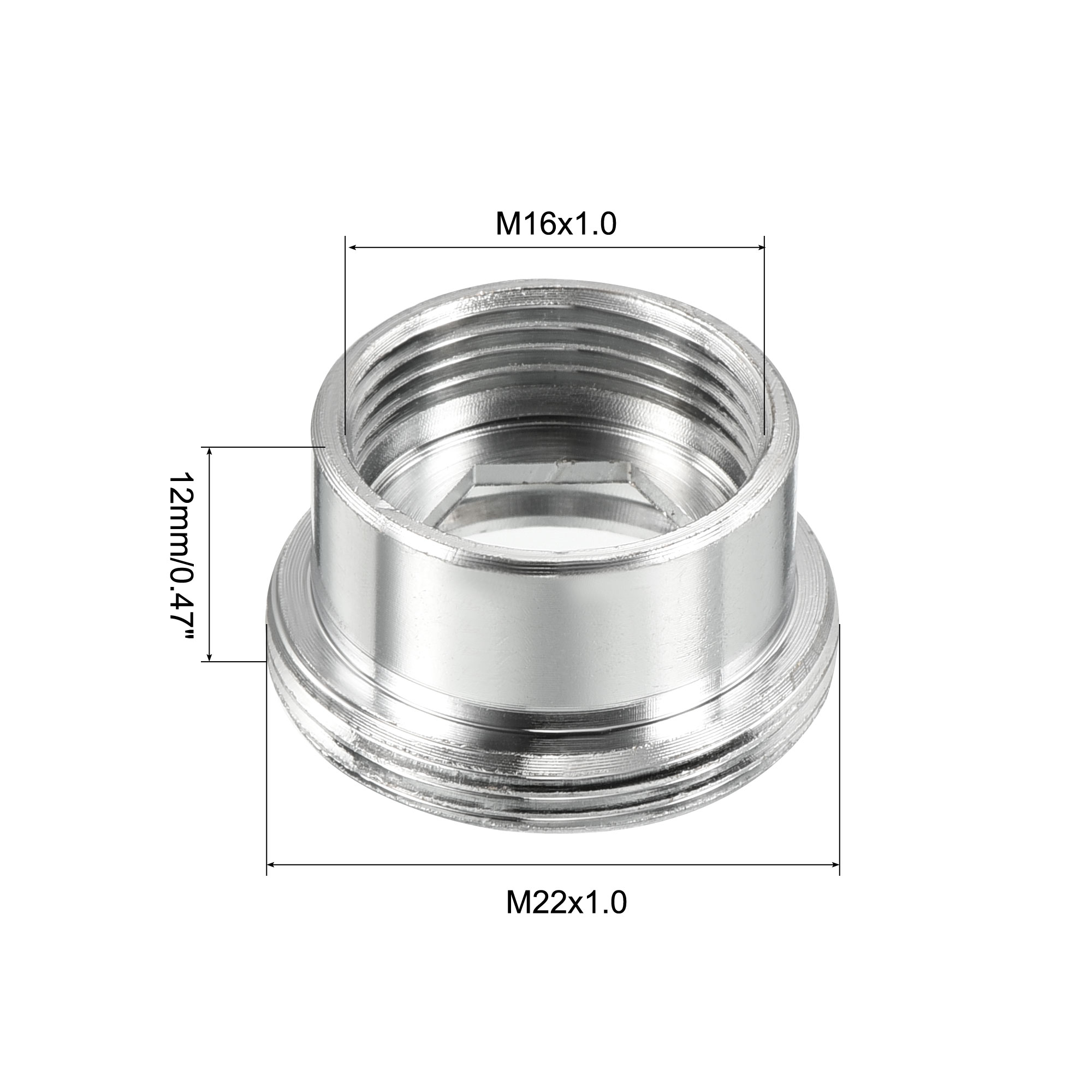 Uxcell M22*1.0 Male to M16*1.0 Female Thread Chrome Faucet Adapter