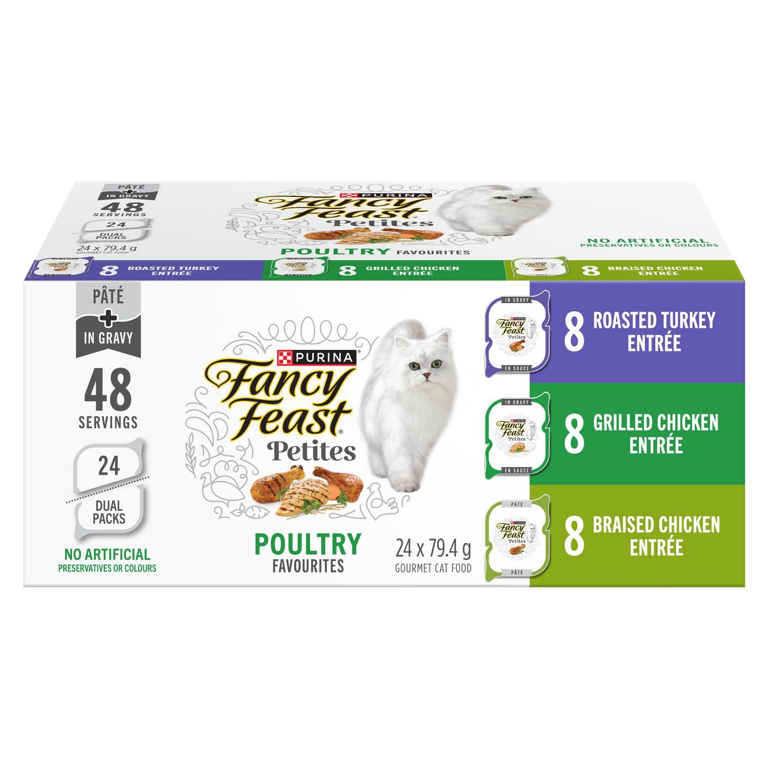 Fancy Feast Petites Poultry Favourites Variety Pack, Wet Cat Food 79.4 g x 24, 79.4 g x 24