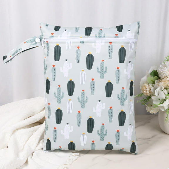 Grusce Waterproof Wet Dry Bag Foldable Wet Bag with Zipper Reusable Diaper and Swimsuit Storage Pouch for Swimming Camping Trip