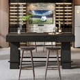 thumbnail image 2 of Tribesigns 63" Bar Table, Industrial Counter Height Pub Table, Bar Height Table with Metal Footrest, Rectangular High Top Dining Counter Tables with Wood Pedestal for Kitchen, Black, 2 of 9