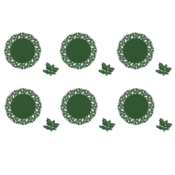 Wosthever Tapete de copo de nieve creativo, verde y ligero, para mesas de comedor de Navidad y Acción de Gracias. Mostrada planta verde 12 piezas