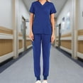 thumbnail image 2 of Uniformes de enfermería Yuyangstore conjunto exfoliante pantalón con cordón Color Azul M, 2 of 8