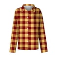 thumbnail image 2 of SYMOID Plaid Blouses for Women Long Sleeve Collared Juniors Girls Casual Shirts Top,Orange,Size L, 2 of 4