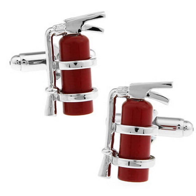 Diseño de extintor de incendios Cuff Links para hombre en esmalte rojo