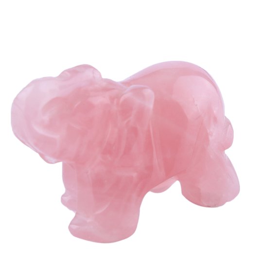 Crafts Elephant Pocket Statue Crystal Decoration Rose Quartz Pink Desktop Home Ornament Jade Carving Decorative