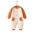 thumbnail image 2 of Esaierr Newborn Girls Boys Cotton Jumpsuit Snowsuit Romper Spring Autumn Winter Long-Sleeved Buttons Thickened Clothes Warm Jumpsuit for 0-24M, 2 of 5