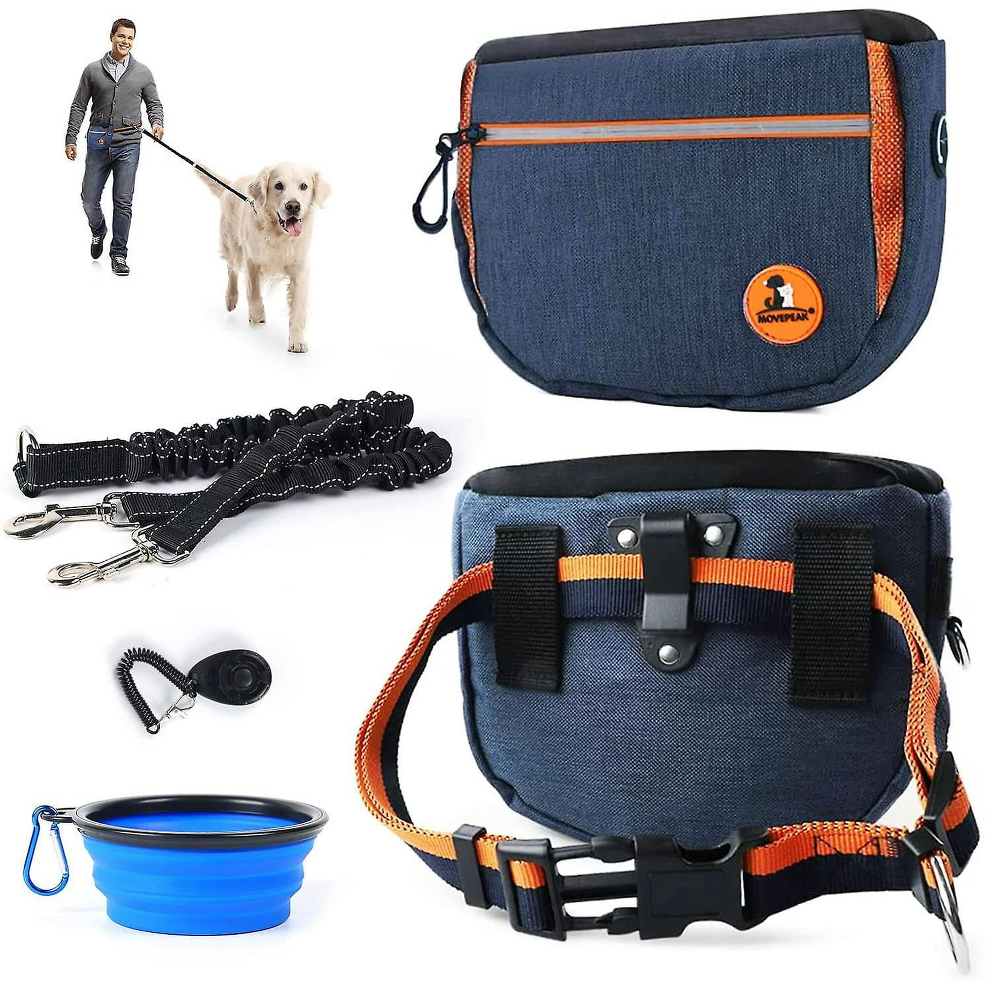 Dog Treat Bag Dog Treat Pouch Set For Walking Multi purpose Dog Walking Bag Collapsible Water Bowl With A Dog Lead And Dog Clicker
