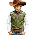 thumbnail image 3 of FYDUU Boys Western Cowboy Shirt Printed Retro Button-Down Shirt Long Sleeve Dress Shirts For Kids Festival Party Tops Fall Casual Blouses 10-11 Years, 3 of 3
