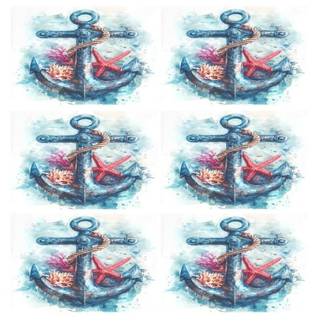 

Ryvnso Placemats Set of 6 Anchors Starfish Coral Dining Mats Heat-Resistant Non-Slip Washable Table Mat