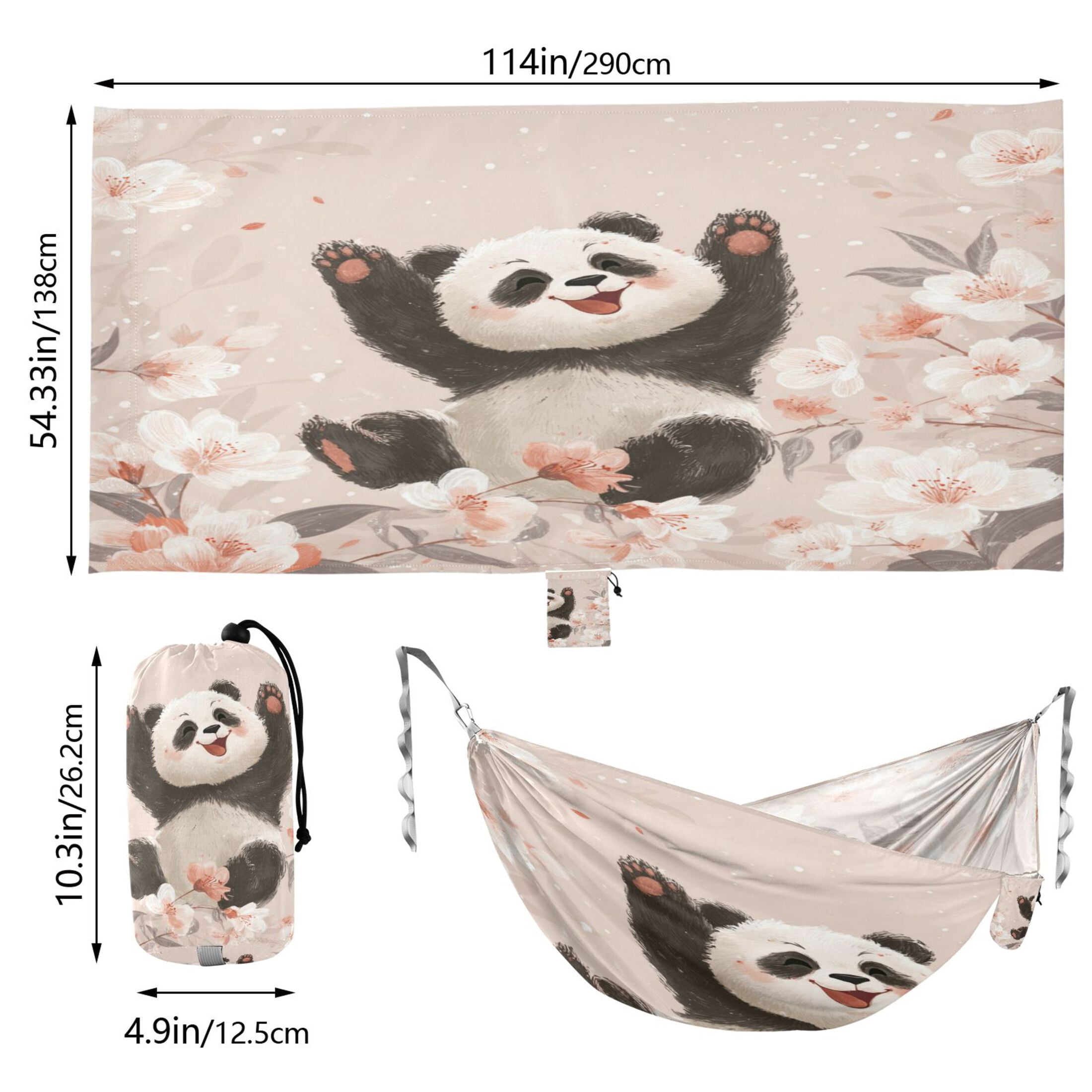 Hanging Hammock Portable Travel Camping For Outdooor Beach Camping Hiking Panda
