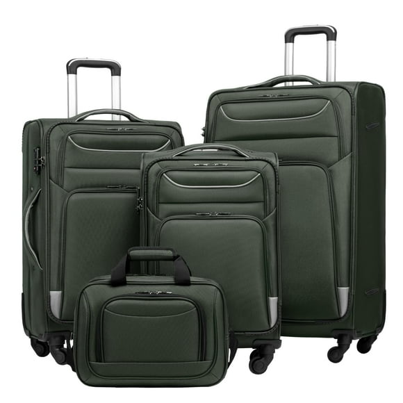 Set de equipaje Coolife Spinner Softshell de 4 piezas con cierre TSA