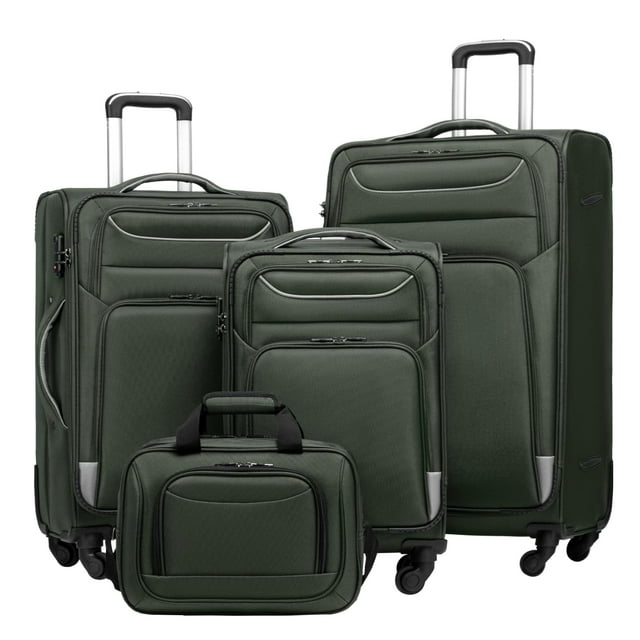 Set de equipaje Coolife Spinner Softshell de 4 piezas con cierre TSA