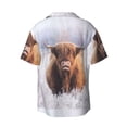 thumbnail image 6 of Lsque Cow print Men's Cuban Collar Short Sleeve Shirt Summer Beachwear Casual Button Down Fashionable Vacation Leisure Shirt-Small, 6 of 7