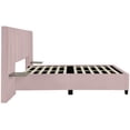 thumbnail image 5 of Queen Size Platform Bed with Big Headboard, Velvet Upholstered Bed Frame with Wood Slat Support for Boys Girls AdultsBedroom Furniture, No Box Spring Needed, Easy Assembly, Pink, 5 of 7