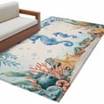 thumbnail image 6 of Seahorse Coastal Area Rug 3x5 Washable Rug Non Slip Summer Nautical Starfish Coral Beige Large Area Rug Indoor Floor Carpet for Entryway Bedroom Kitchen Living Room Home Office Dining Room Nursery, 6 of 8