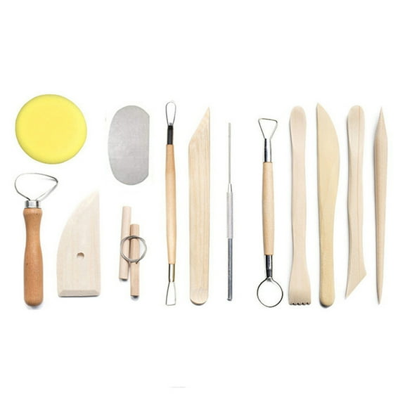 Andoer 13pcs Pottery Clay Tools Ceramic Clay Sculpting Tool Kit Pottery Modeling Carving Tool Gift for Students Beginners Professionals DIY Art Supplies