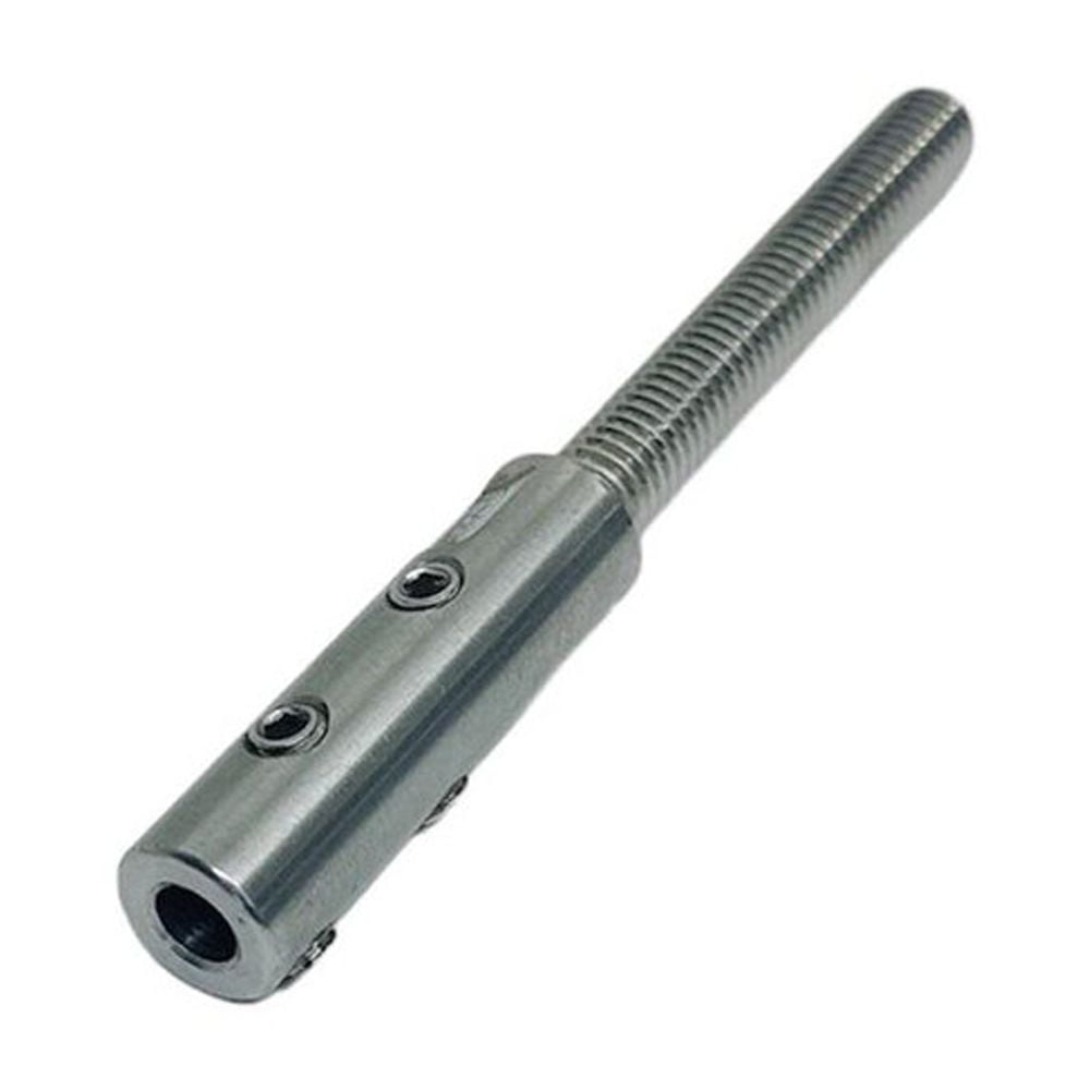 Marine 3/8"-16 Set Screw Threaded Stud For 1/4" Cable Wire Stainless Steel 4 Pcs